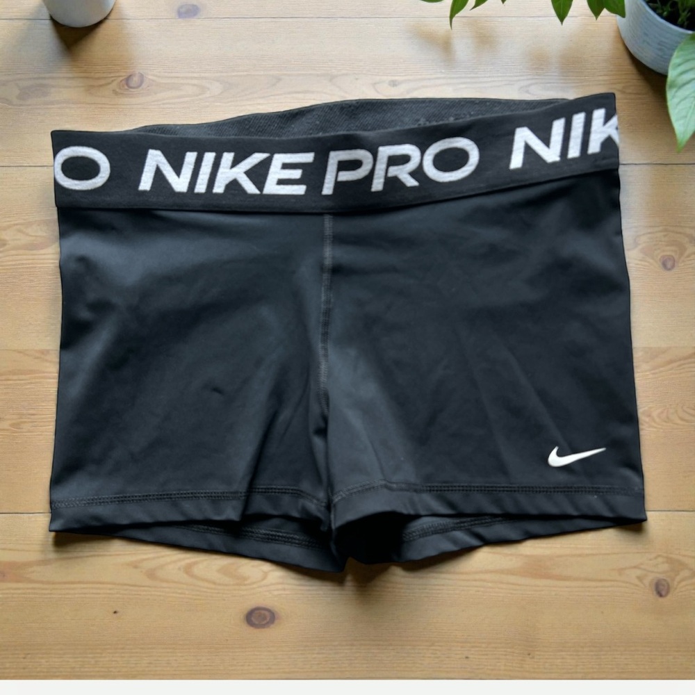 Nike Pro Dri-FIT Compression Shorts Black Logo Waistband Size L